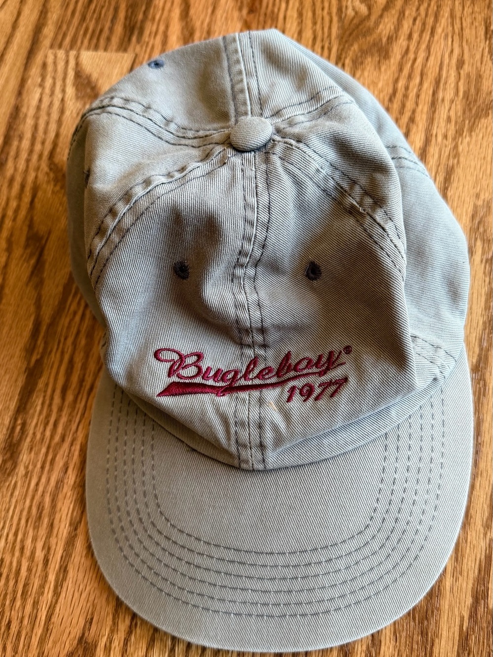 Bugle Boy Light Gray Baseball Hat with Red Logo